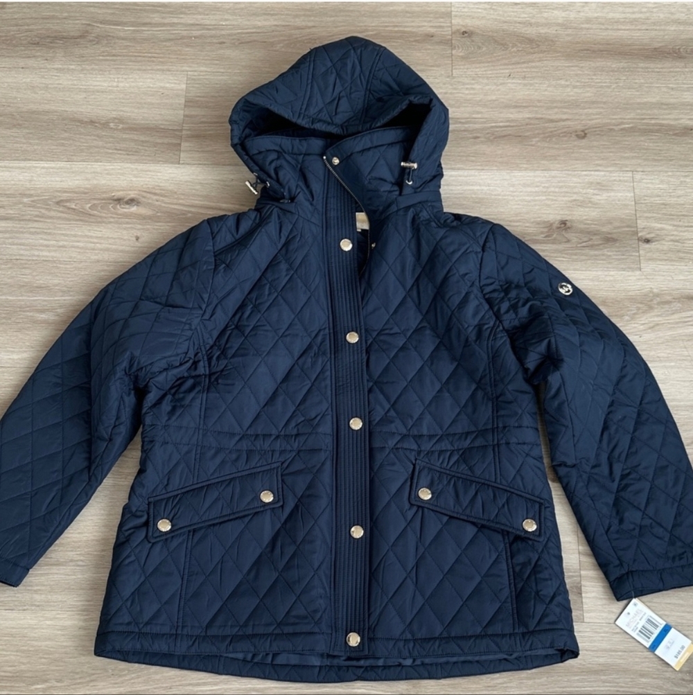 Michael Kors  Quilted Navy Puffer Coat